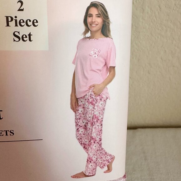 Flora Nikrooz  Women's 2 Piece Super Soft Pajama Lounge Set Size L Pink Cozy NEW - Picture 15 of 16